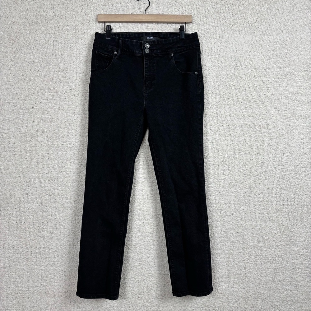 Hudson Jeans Womens 10 Black Slim Straight Leg Double‎ Button Denim Pocket Flap